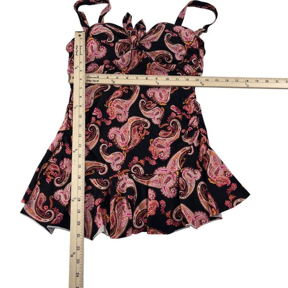 Alex Marie Womens Paisley Print Swim Dress Adjustable Straps Size L bathing suit - Picture 2 of 6